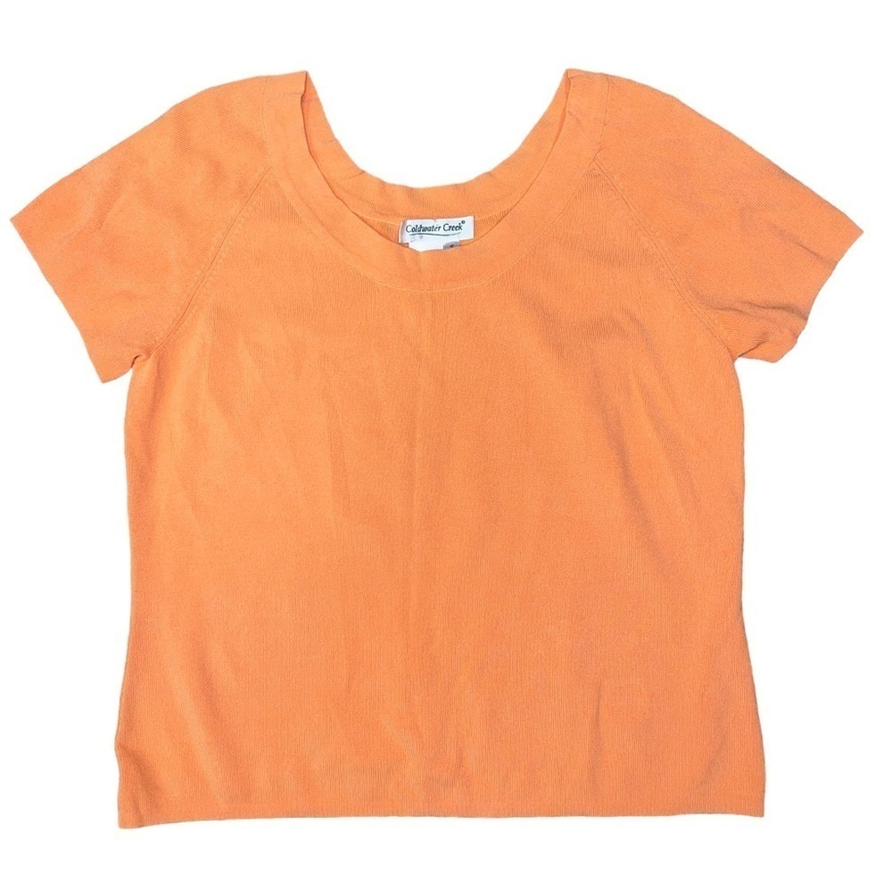 Coldwater Creek Orange Short Sleeve Sweater Small